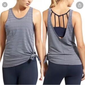 Athleta Max Out Blue Striped Women's Tank Top